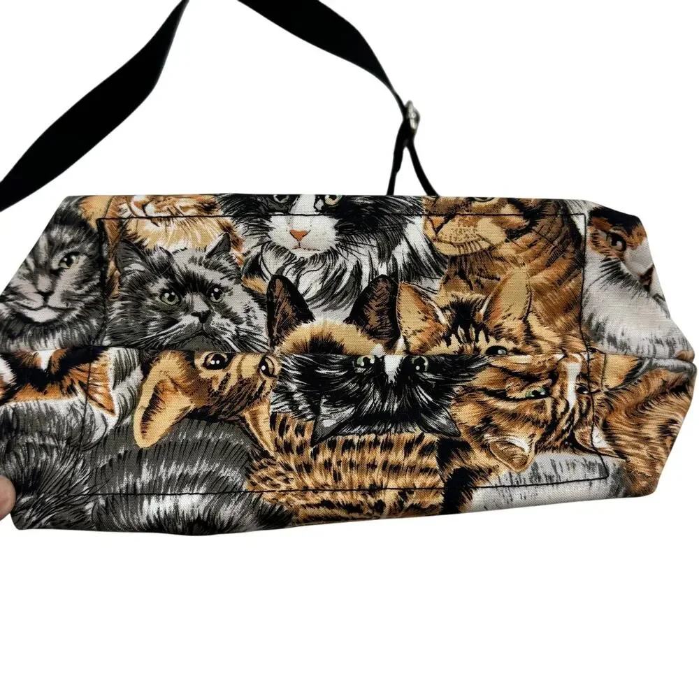 Broad Bay Cat Feline Faces Whimsical Canvas Crossbody Bag